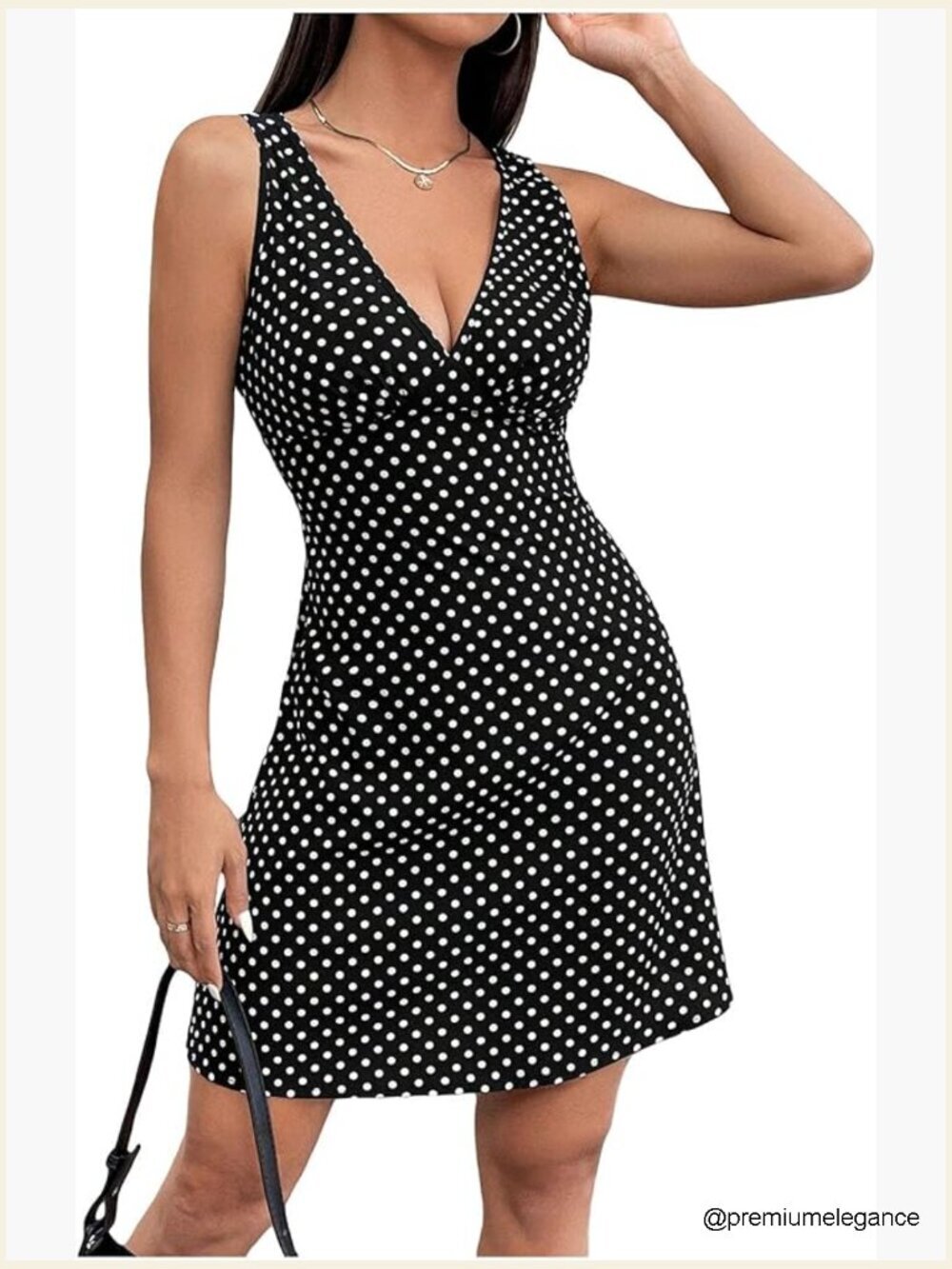 Polka Dots V Neck Tank Dress Sleeveless Summer A Line Mini Dress